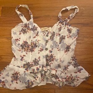 Rewind floral tank top with tie at bottom